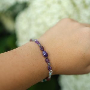 Bransoletka Astralna Energia – ametyst, labradoryt, kryształ górski – biżuteria handmade