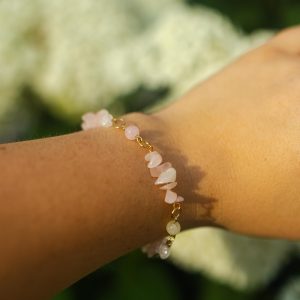 Bransoletka Różowa Wróżka – kwarc różowy, jadeit – kamienie naturalne handmade