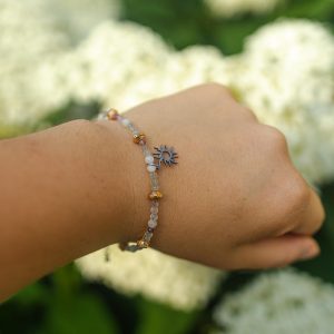 Bransoletka Energia Astralna Słońce – labradoryt, kamień księżycowy, ametyst – kamienie naturalne handmade