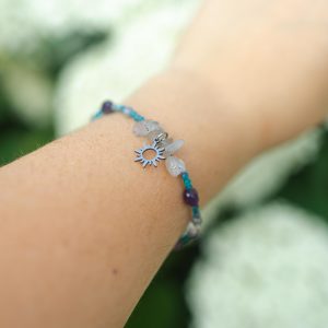 Bransoletka Energia Astralna Słońce – apatyt, ametyst, kryształ górski – kamienie naturalne handmade