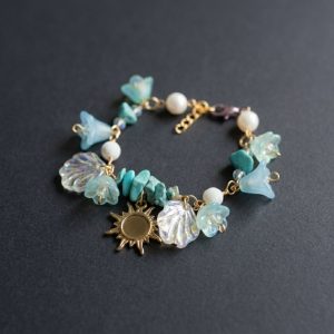 Bransoletka Amulet Jutrzenki – turkus rekonstruowany, stop jubilerski – biżuteria fairycore handmade